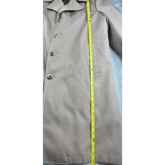 Vintage Sears Overcoat Mens 40 Beige Coat Zip Out Lining Dress Trench 70s Winter - Picture 7 of 14